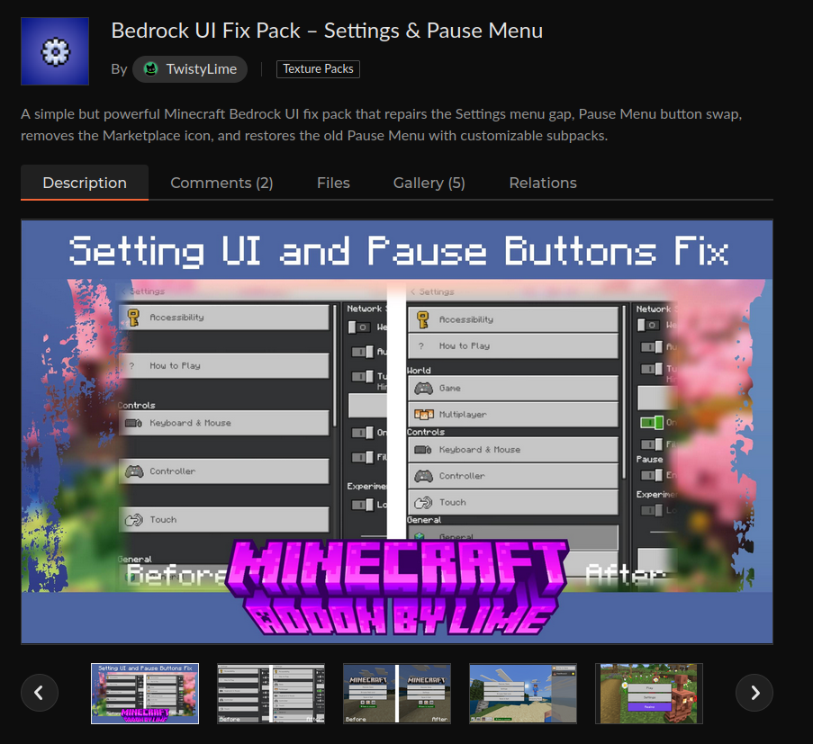Bedrock UI fix